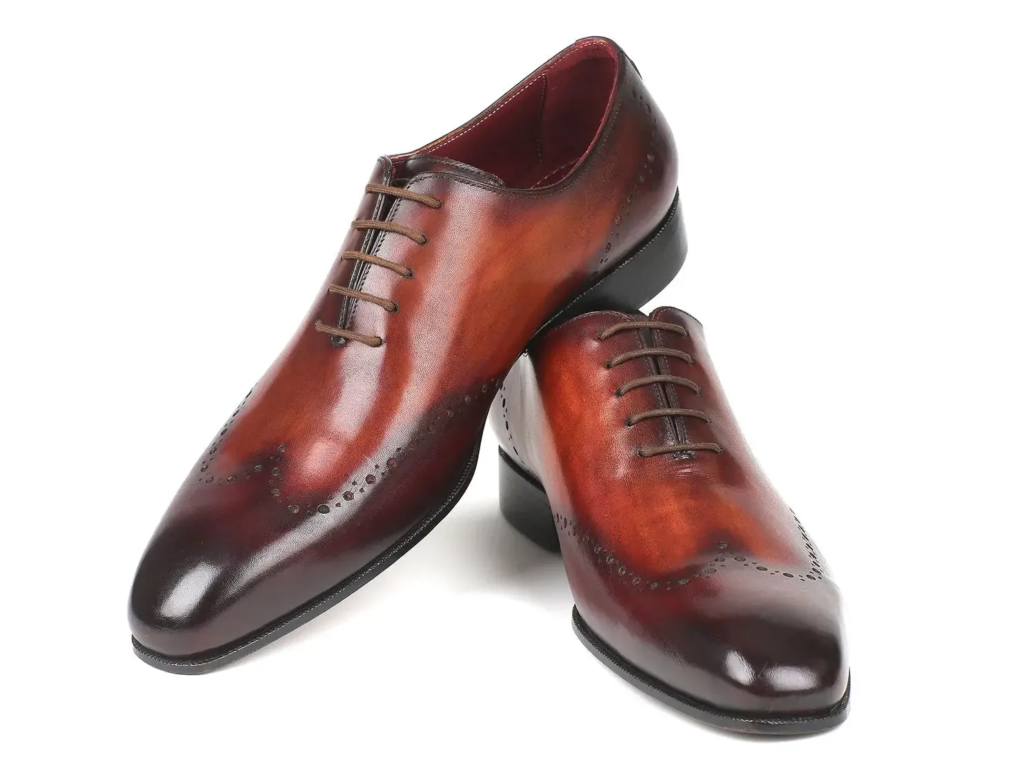 Paul Parkman Men's Wingtip Oxfords in Brown & Bordeaux