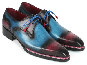 Paul Parkman Norwegian Welted Cap Toe Derby Shoes Blue / Purple