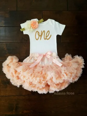 Peach And Gold First Birthday Outfit