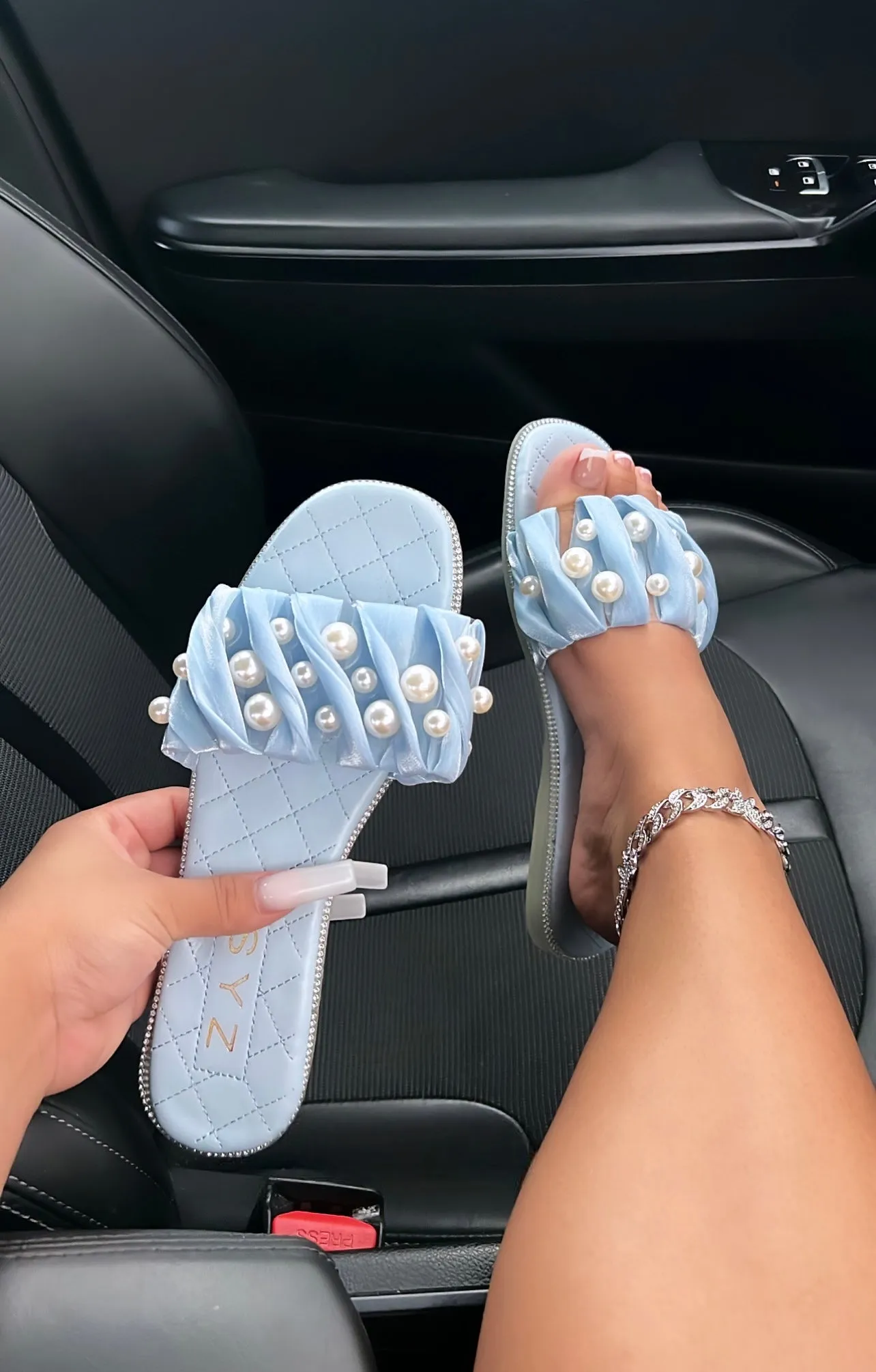 pearl runched flats