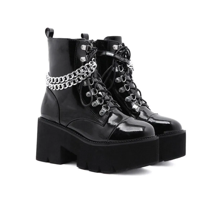 Plus Size 35-43 Women High Top Shoes Punk Style