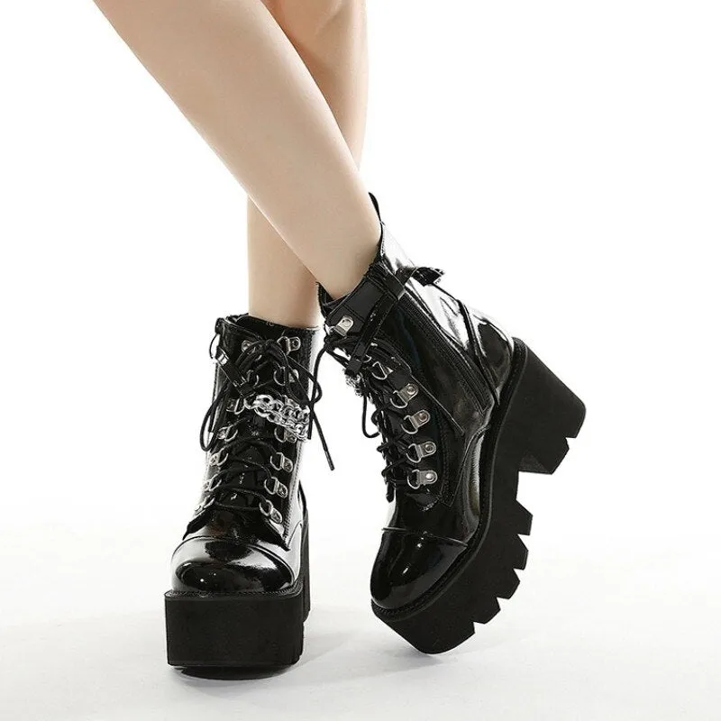 Plus Size 35-43 Women High Top Shoes Punk Style