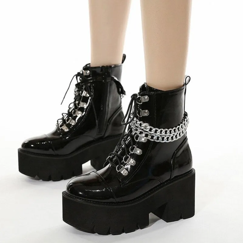 Plus Size 35-43 Women High Top Shoes Punk Style