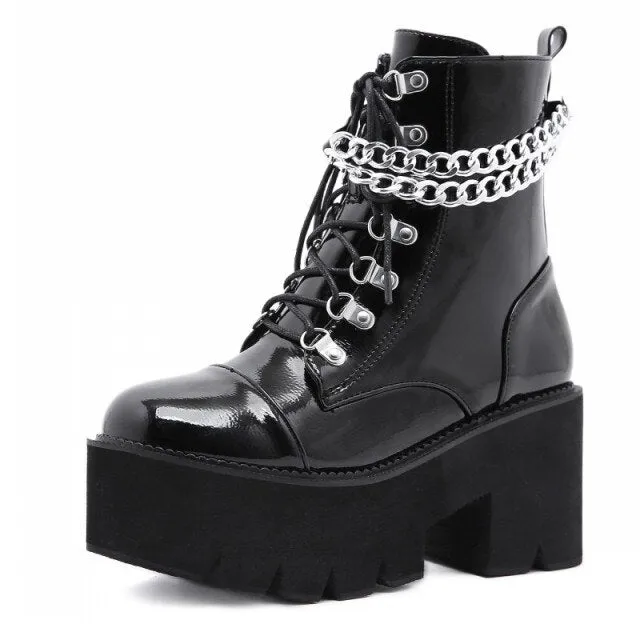 Plus Size 35-43 Women High Top Shoes Punk Style