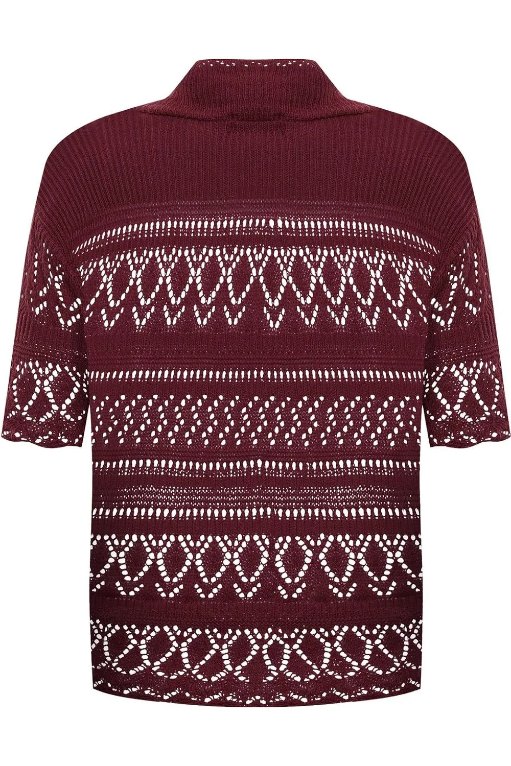 Plus Size Knitted Crochet Short Sleeve Shrug