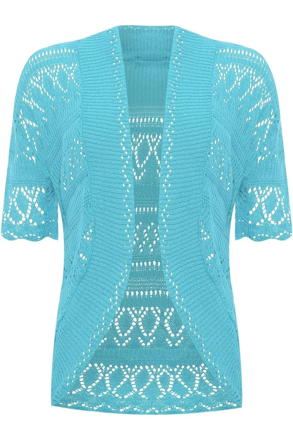 Plus Size Knitted Crochet Short Sleeve Shrug