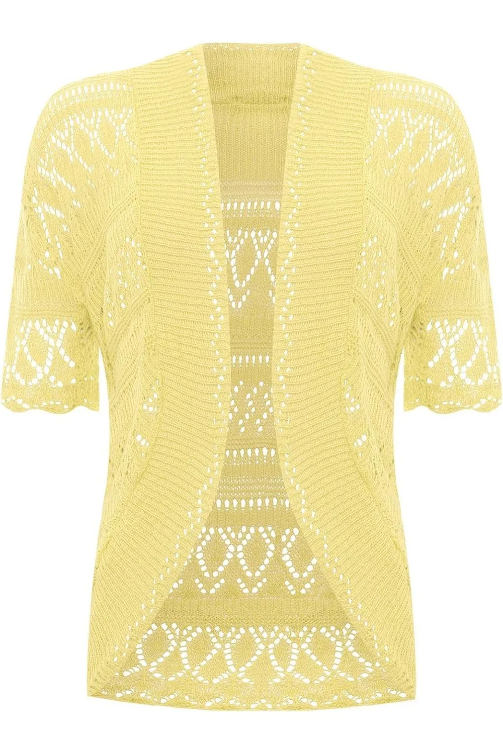 Plus Size Knitted Crochet Short Sleeve Shrug