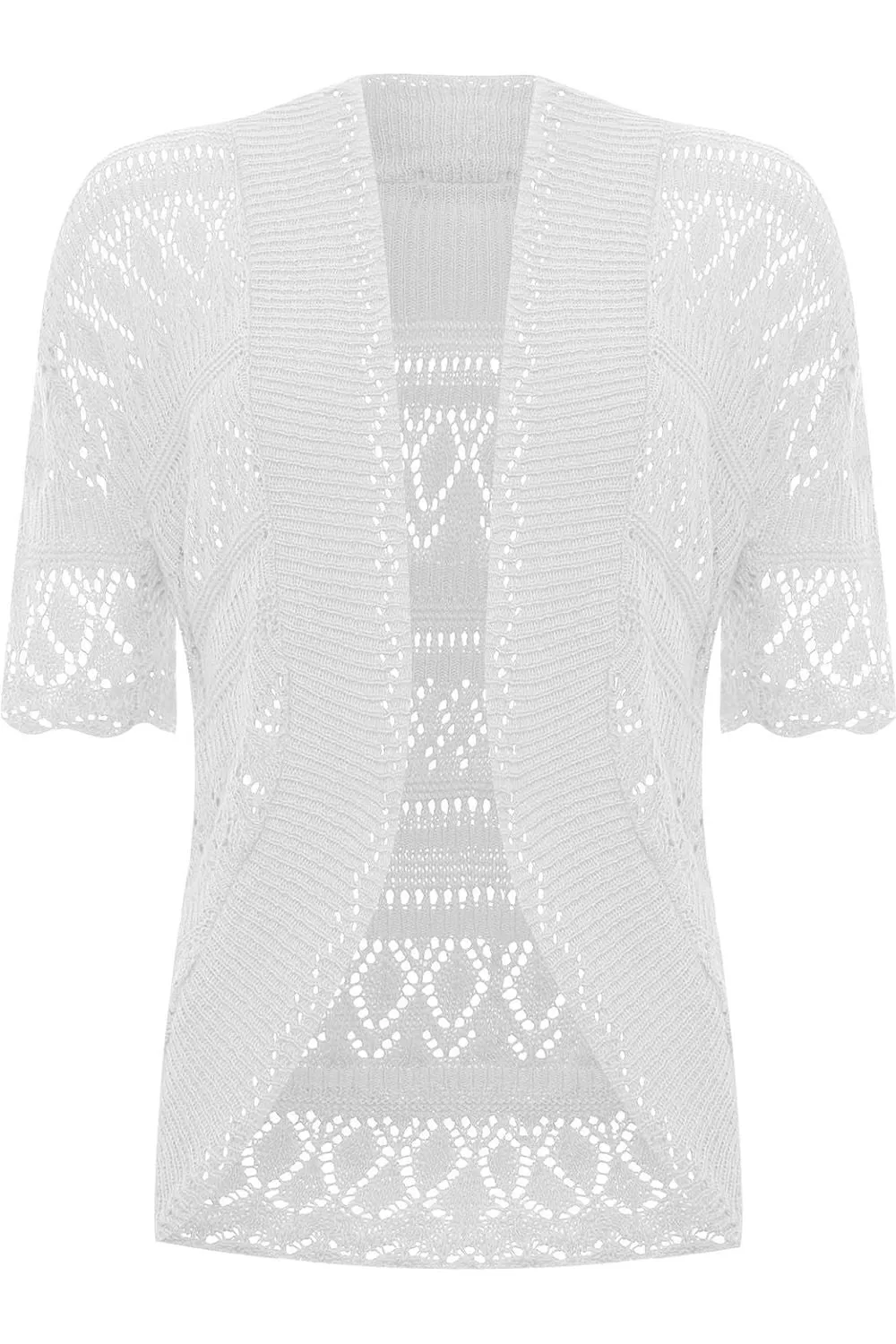 Plus Size Knitted Crochet Short Sleeve Shrug
