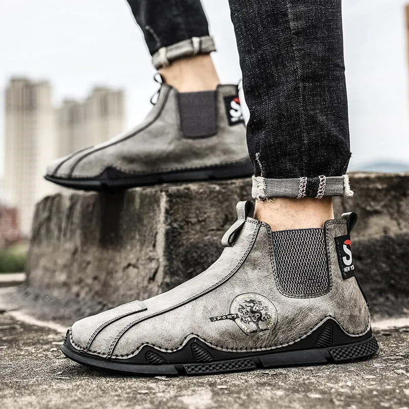 Plus Size Men's High Top Leather Martin Boots