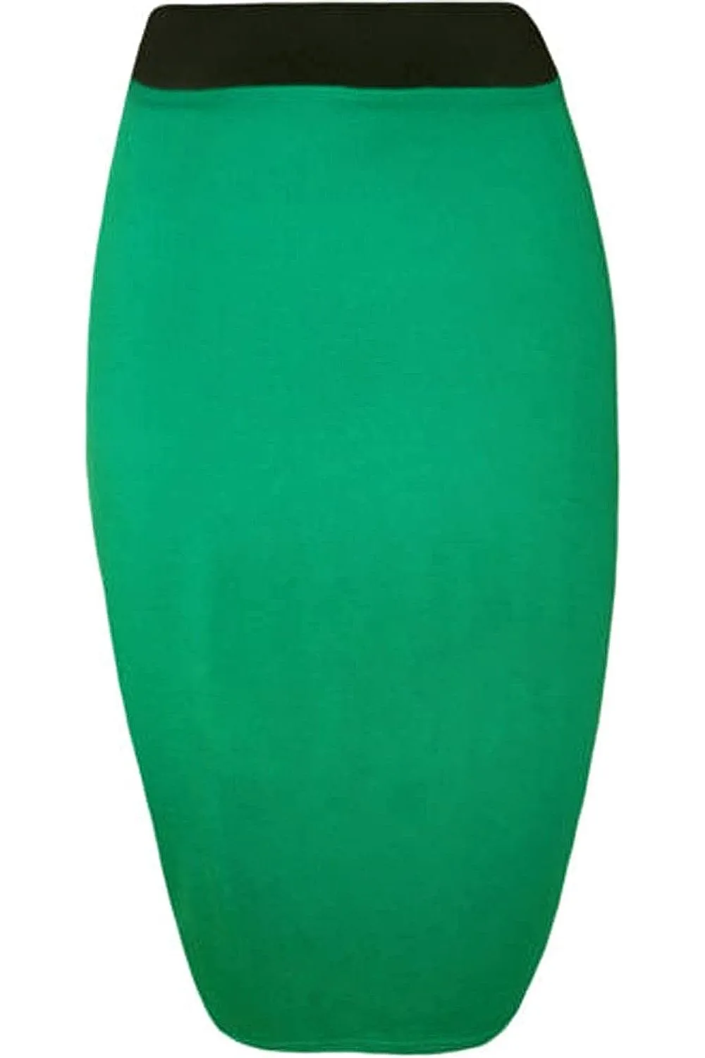 Plus Size Plain Stretch Pencil Midi Skirt