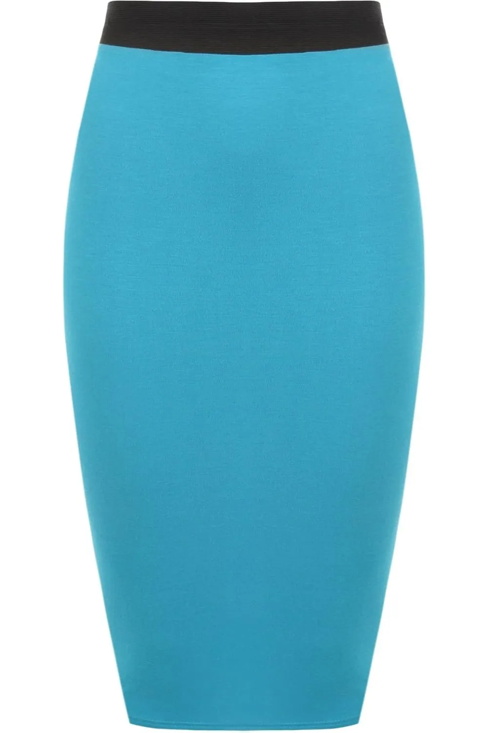 Plus Size Plain Stretch Pencil Midi Skirt