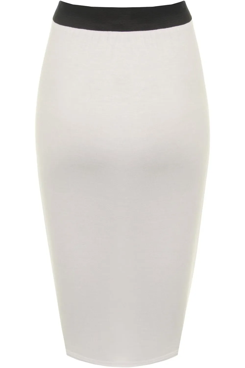 Plus Size Plain Stretch Pencil Midi Skirt