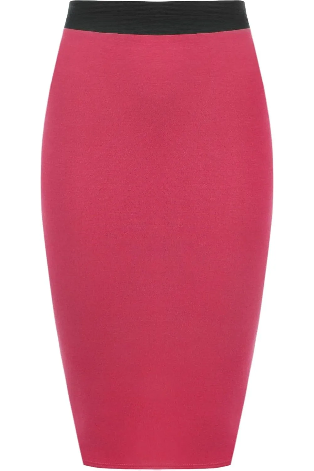 Plus Size Plain Stretch Pencil Midi Skirt