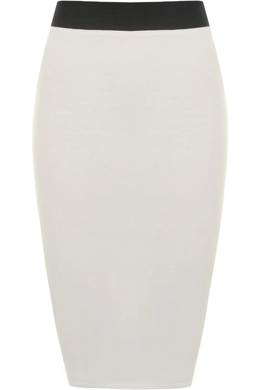 Plus Size Plain Stretch Pencil Midi Skirt