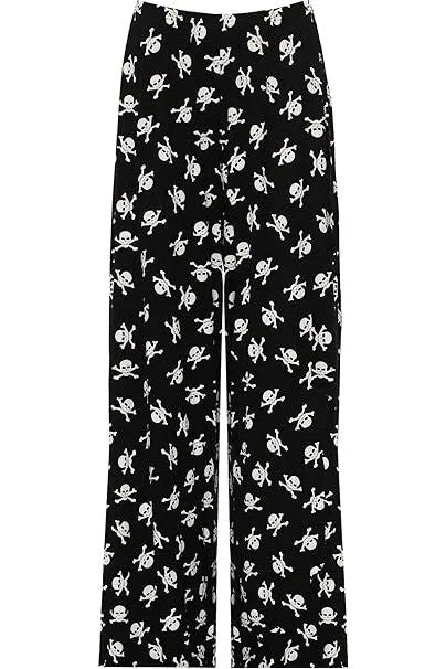 Plus Size Skull Bones Print Palazzo Trouser