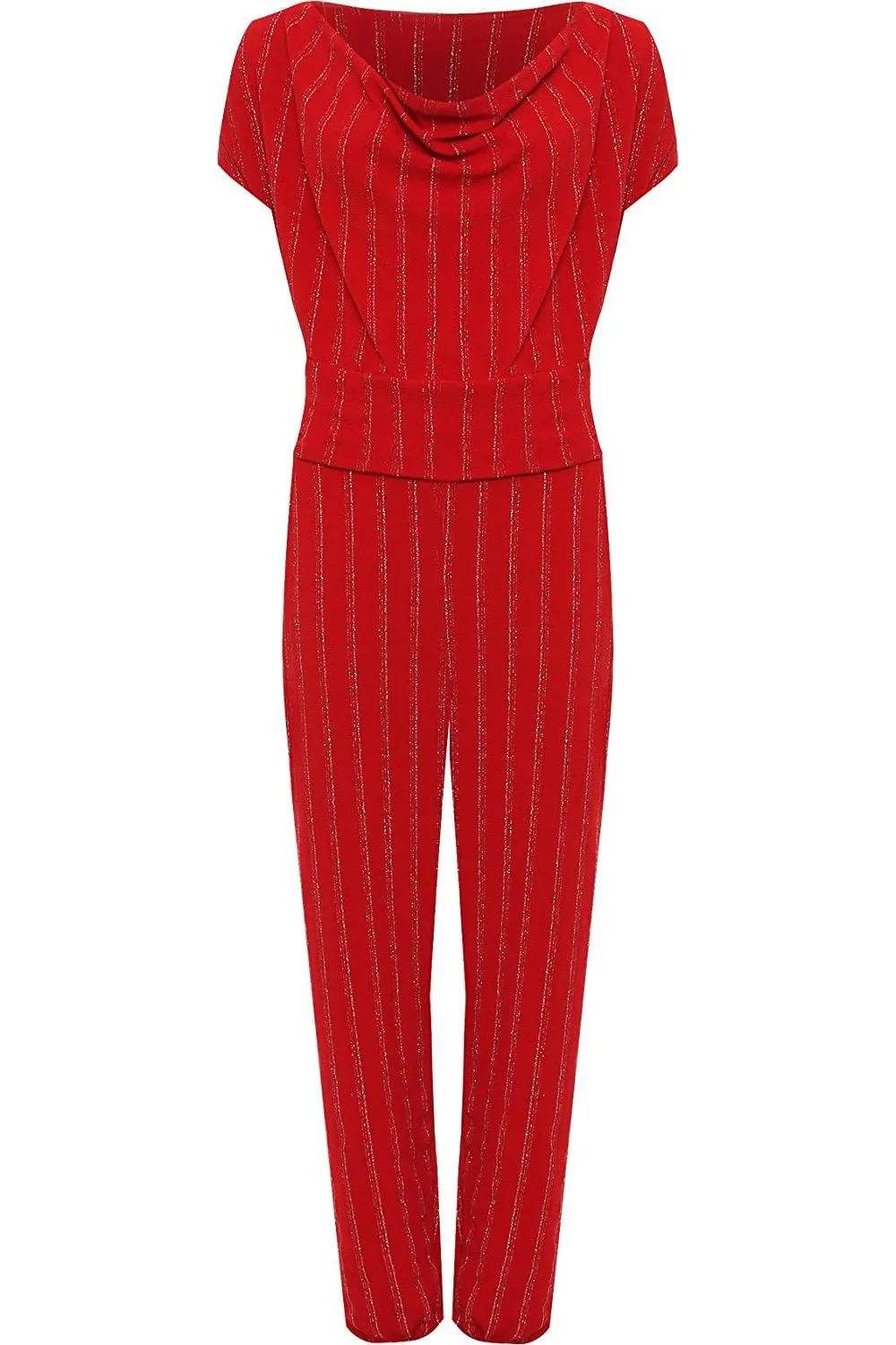 Plus Size Sleeveless Lurex Stripe Jumpsuit