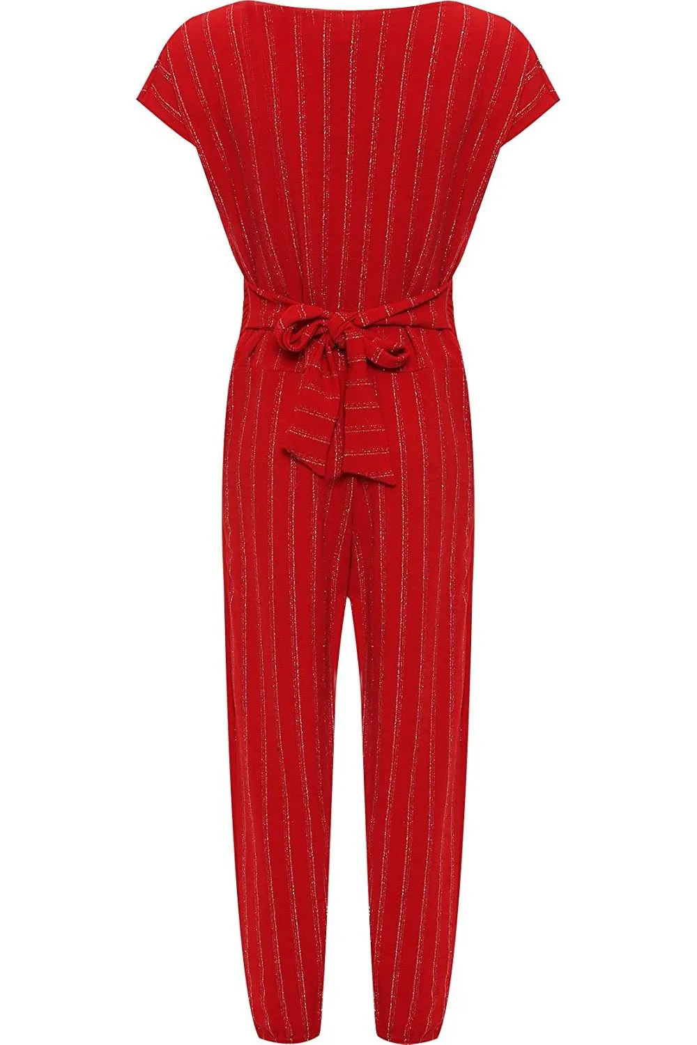 Plus Size Sleeveless Lurex Stripe Jumpsuit