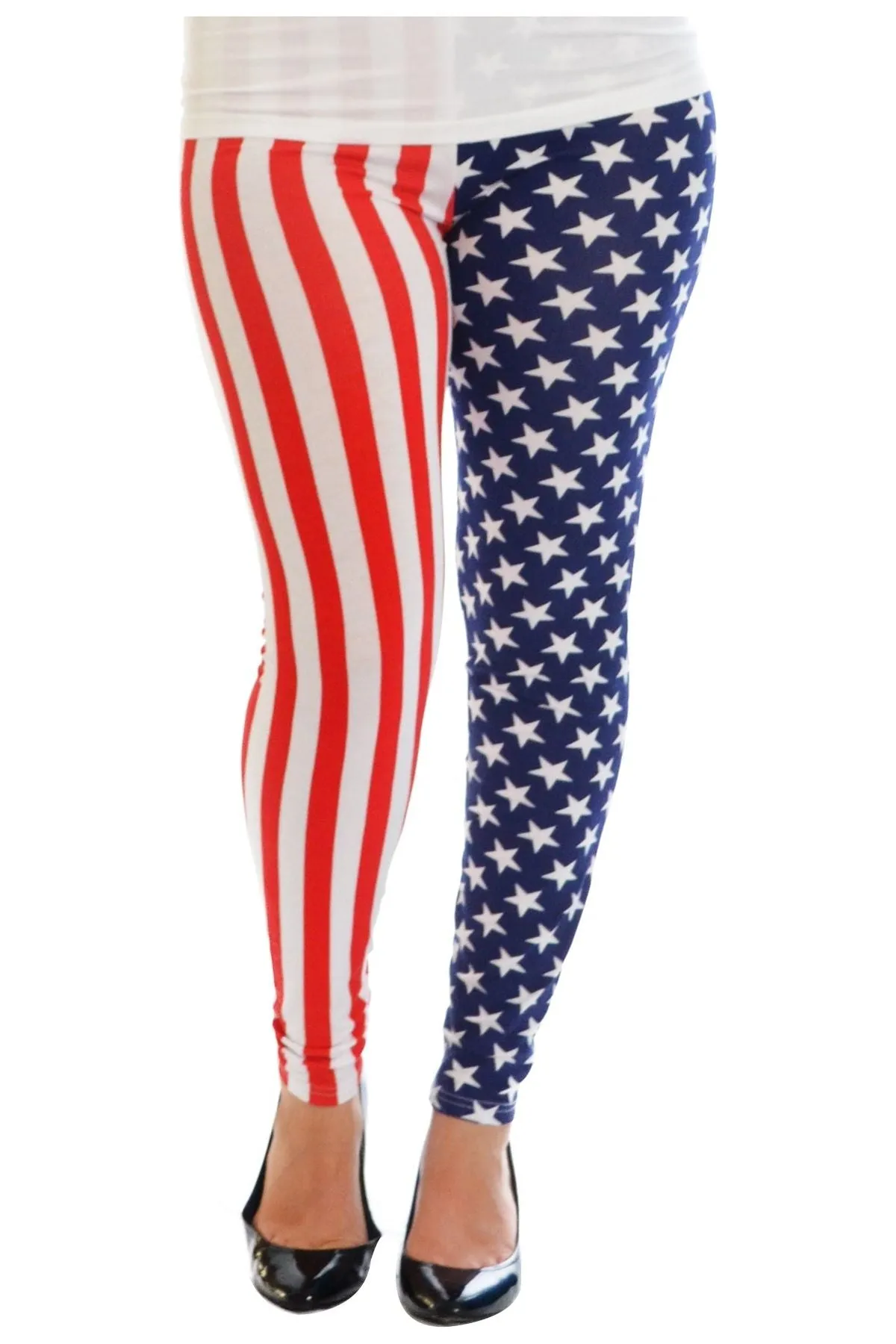 Plus Size USA Flag Print Leggings