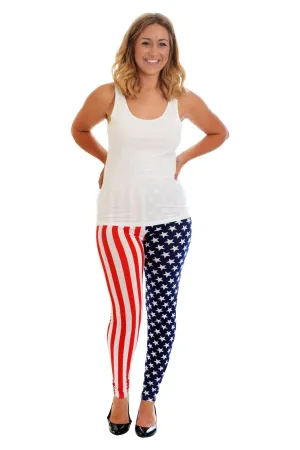 Plus Size USA Flag Print Leggings