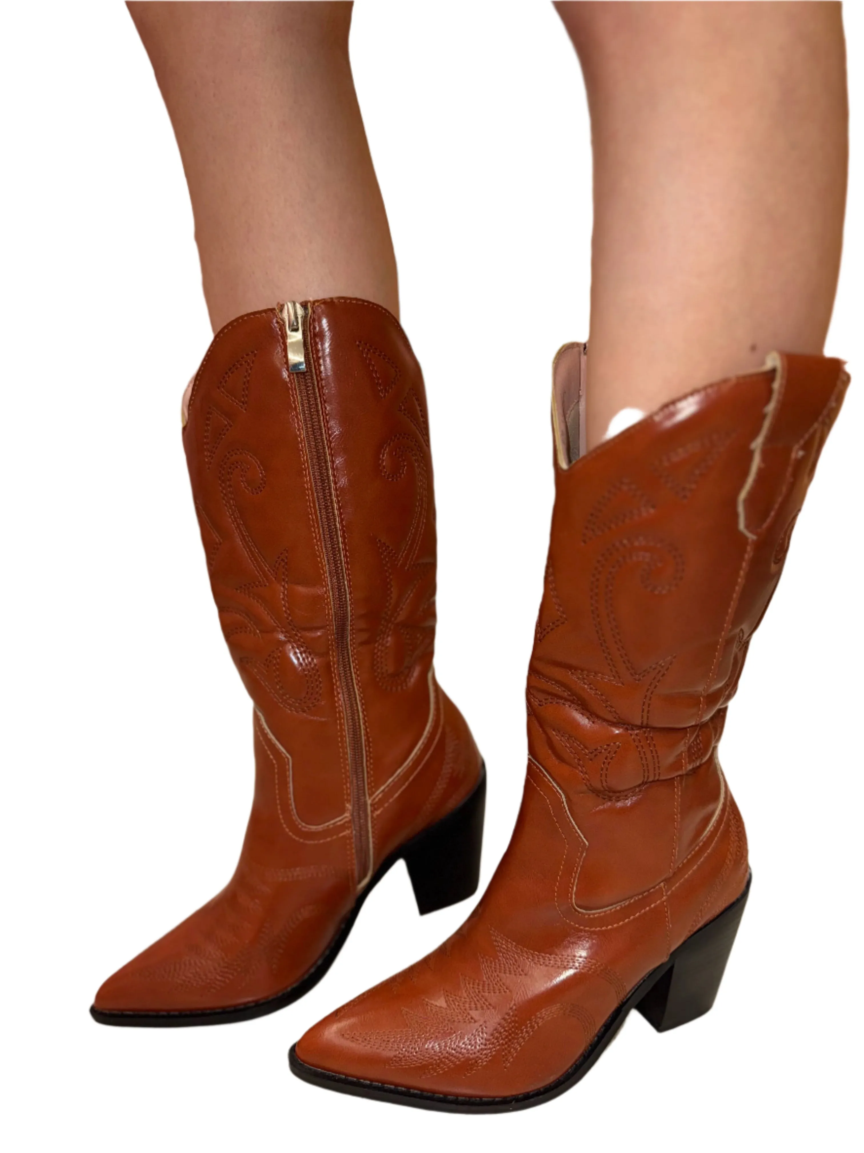 POINTED TOE MID CALF COWGIRL BOOT KASEY