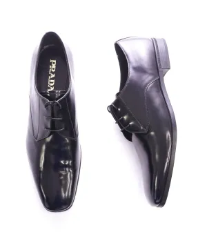 PRADA - Patent Leather Cap Toe Spazzolato Oxfords With Rubber Sole - 10