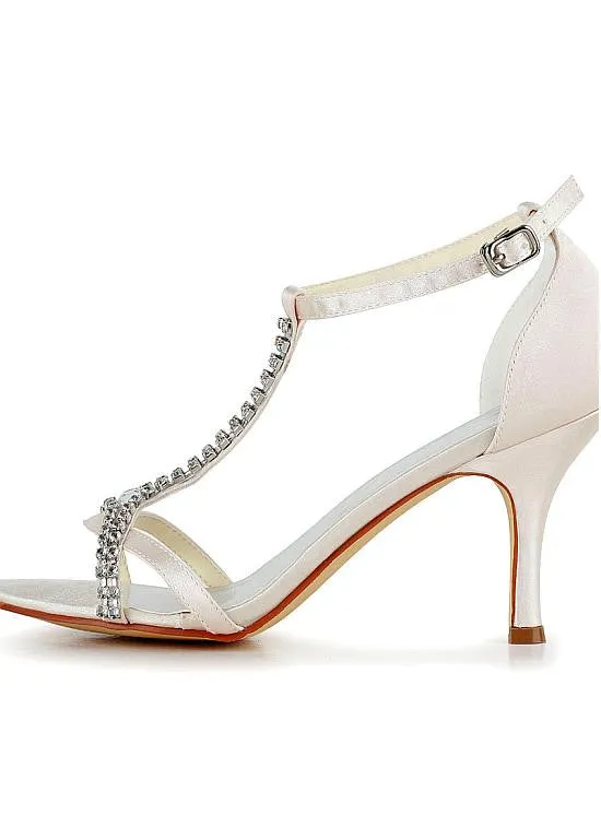 Pretty Satin Upper Open Toe Bridal Shoes