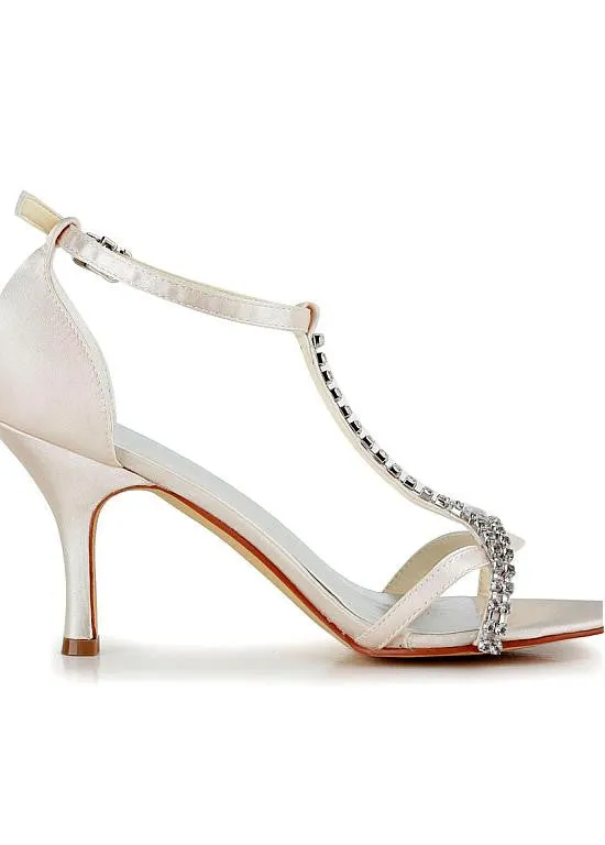 Pretty Satin Upper Open Toe Bridal Shoes