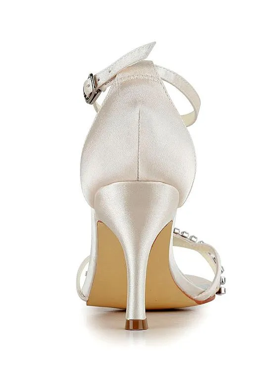 Pretty Satin Upper Open Toe Bridal Shoes