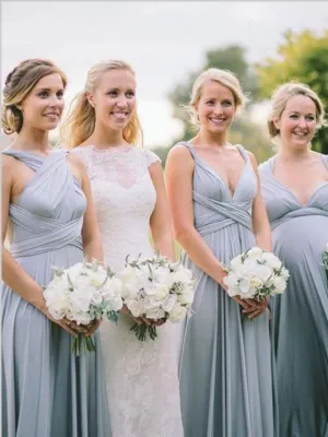 Princess Chiffon Sleeveless Bridesmaid Dresses Floor Length