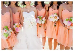 Princess Chiffon strapless Bridesmaid Dresses,Sweetheart Short Bridesmaid Dresses