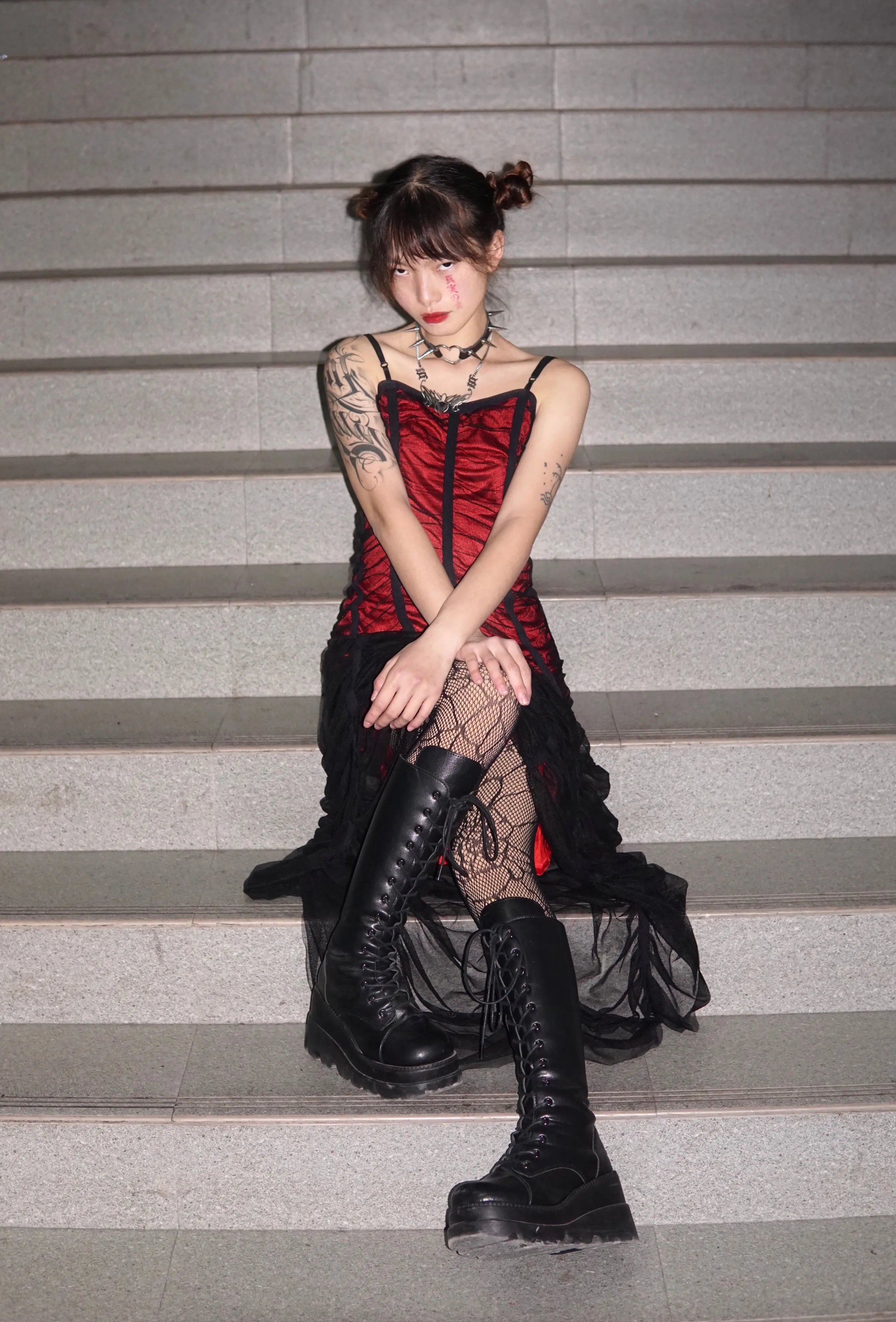 Punk black boots KF82001