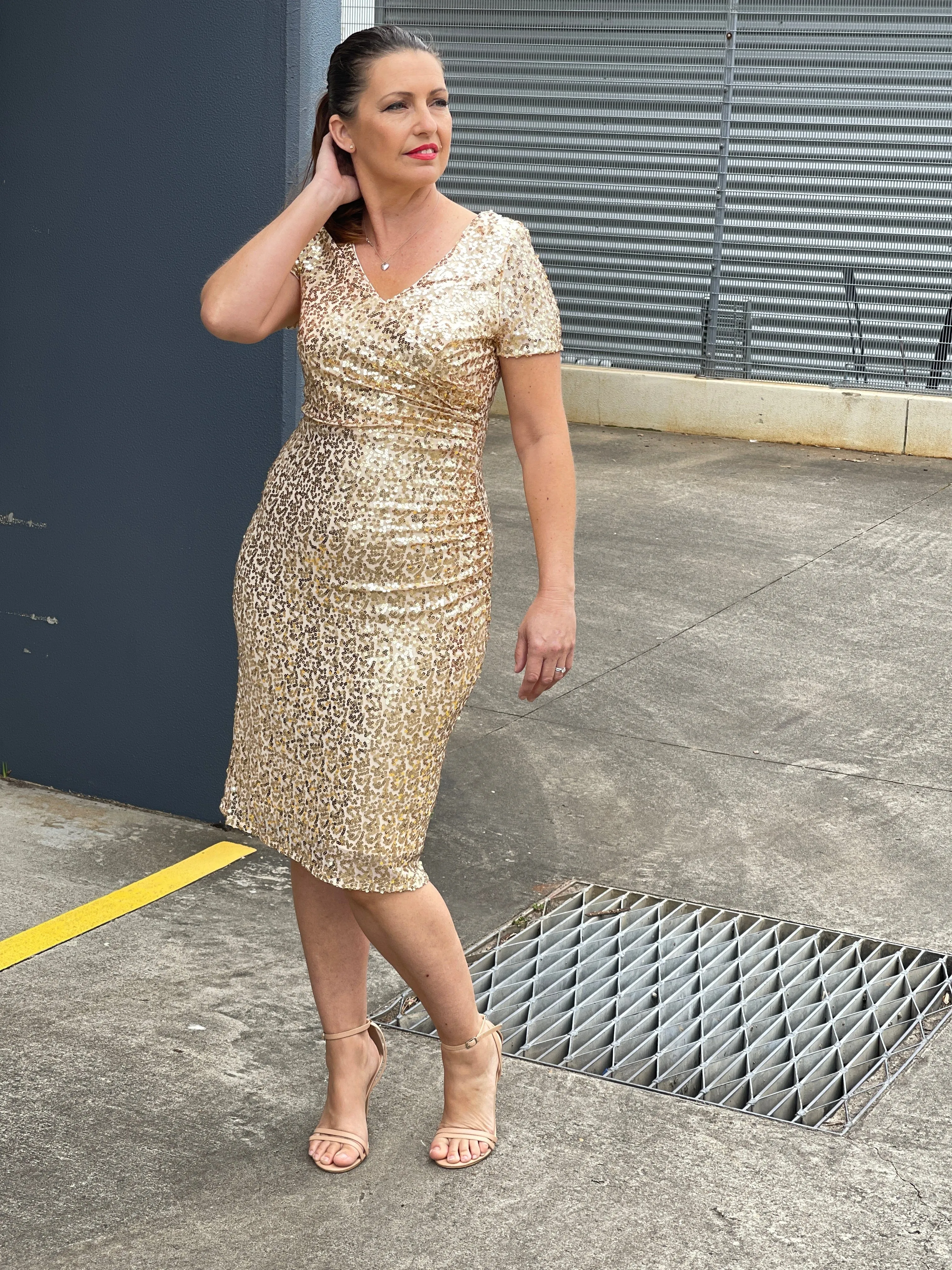 Quartez Gold Sequin Dress