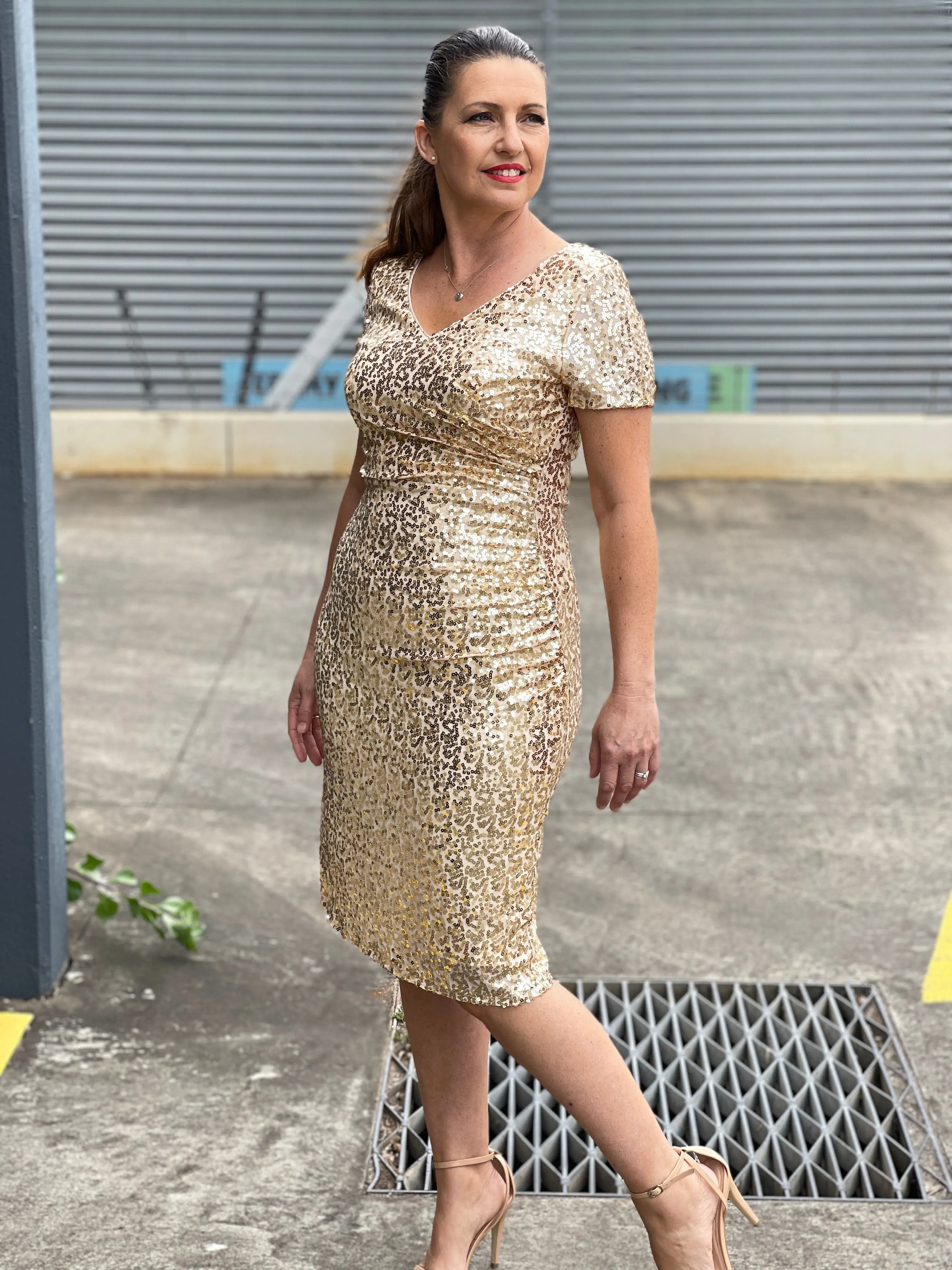 Quartez Gold Sequin Dress
