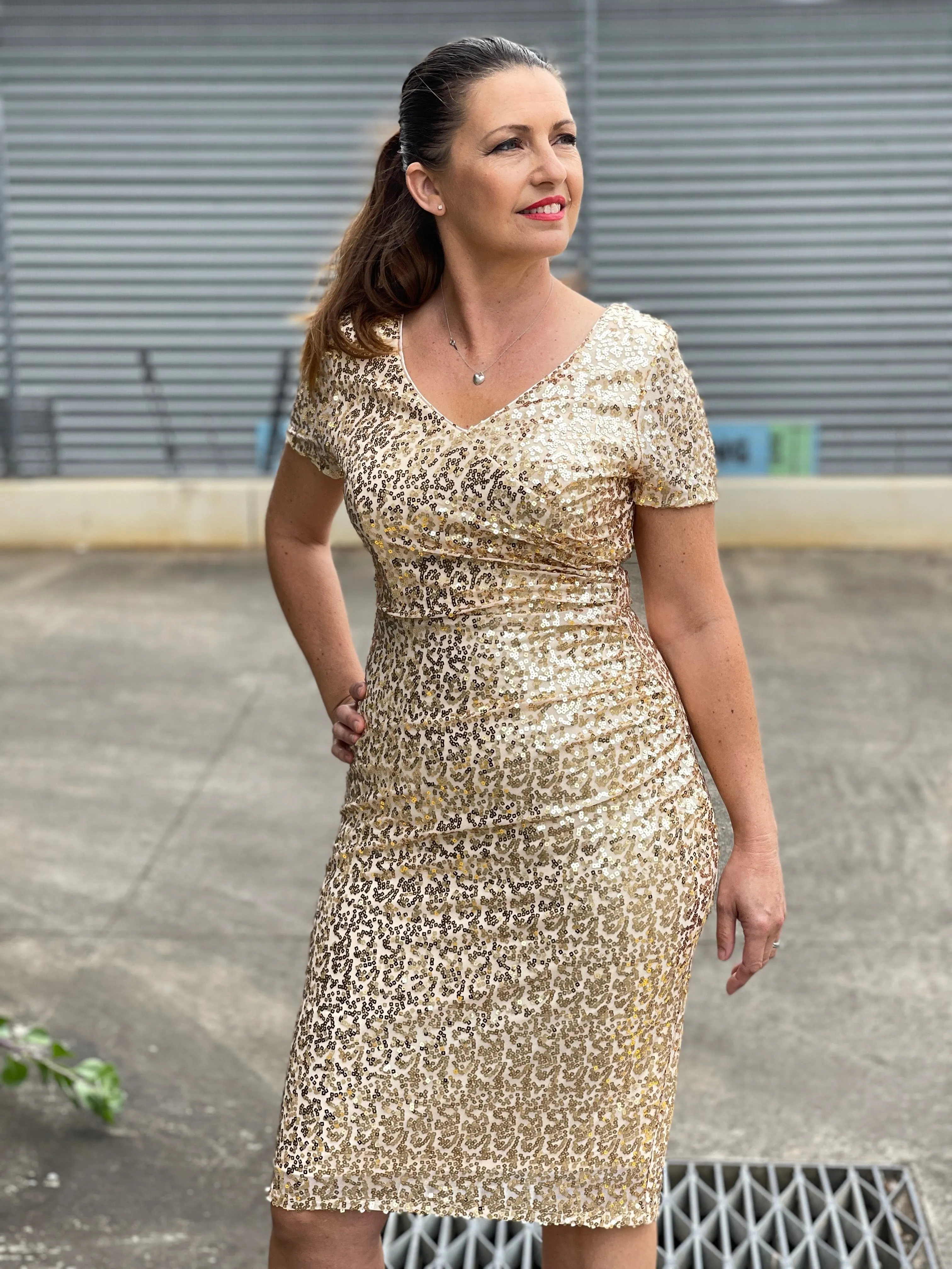 Quartez Gold Sequin Dress