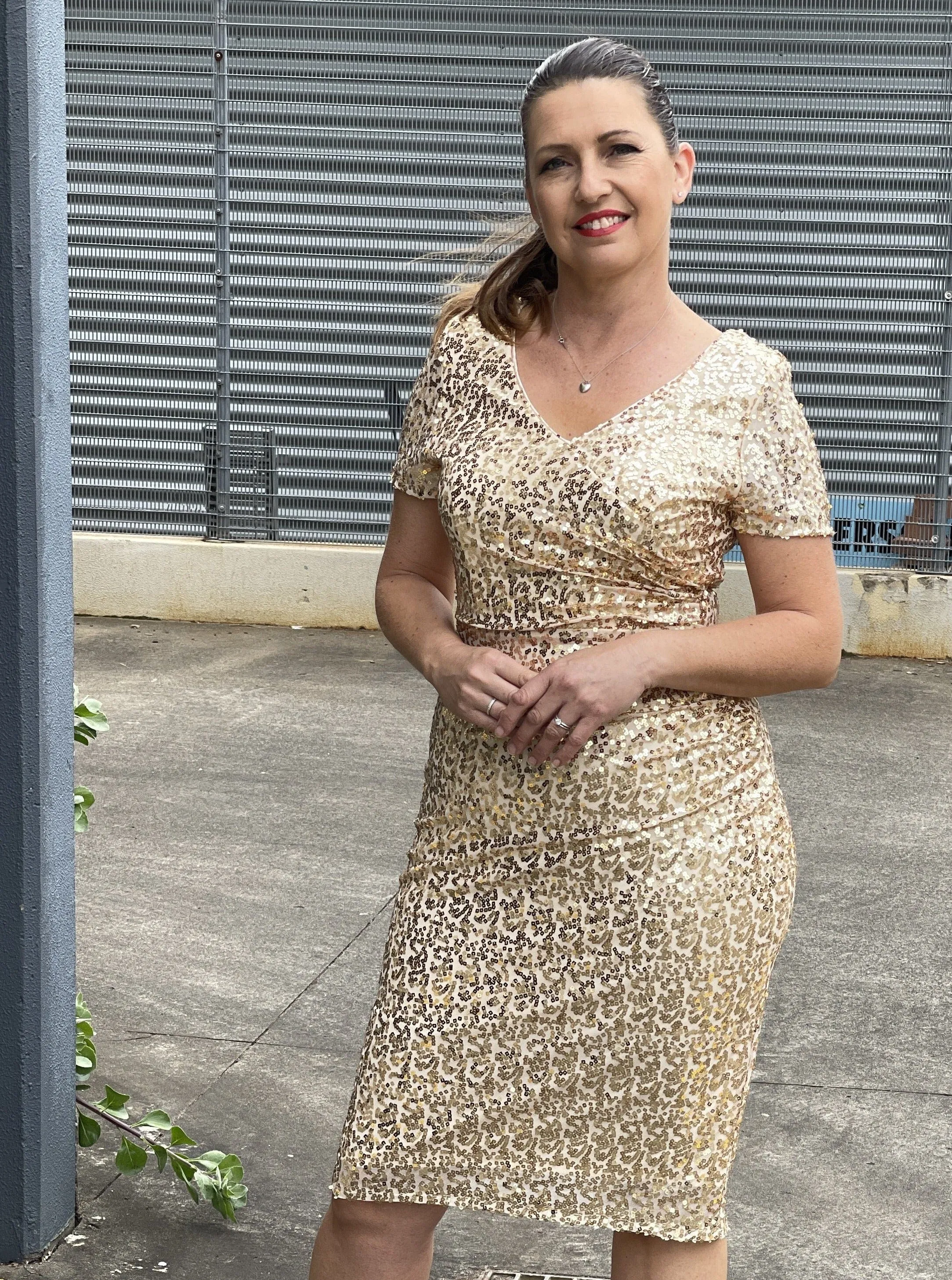 Quartez Gold Sequin Dress