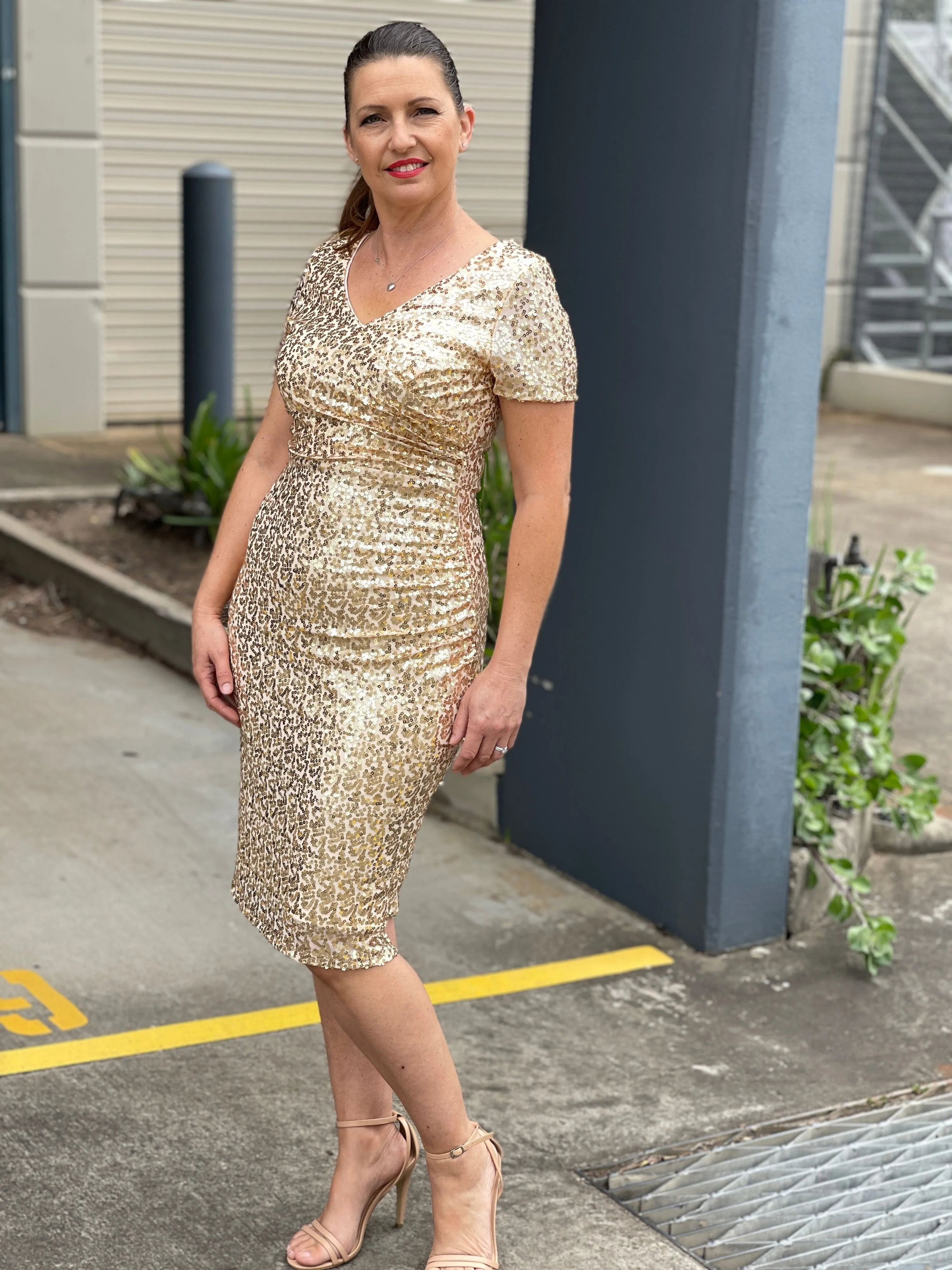Quartez Gold Sequin Dress
