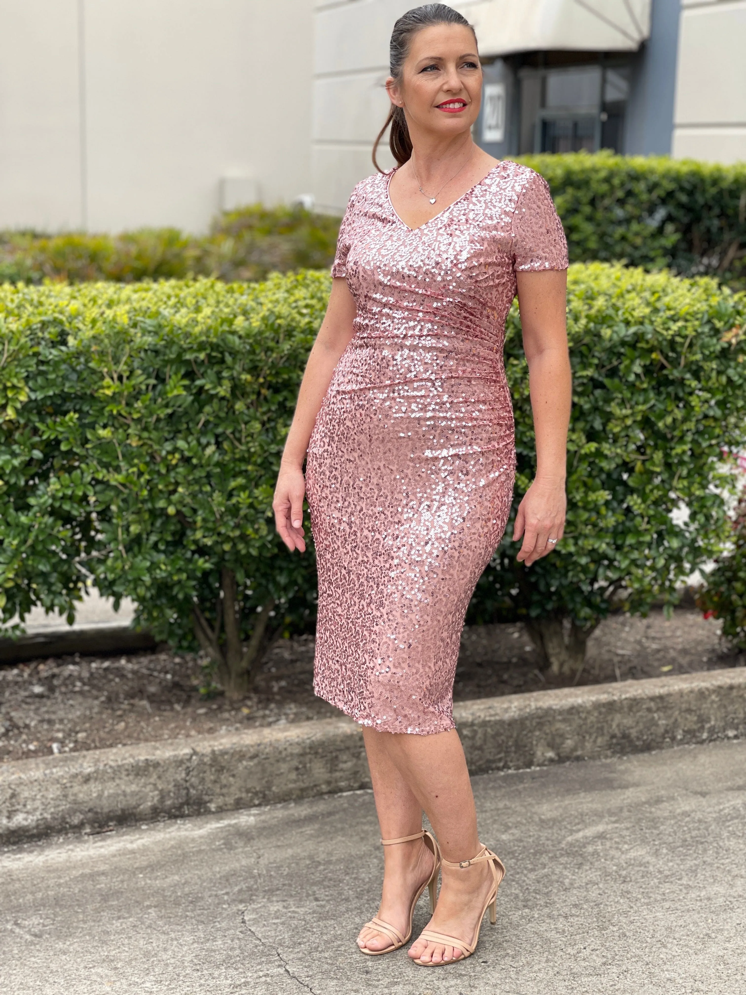 Quartez Pink Sequin Dress