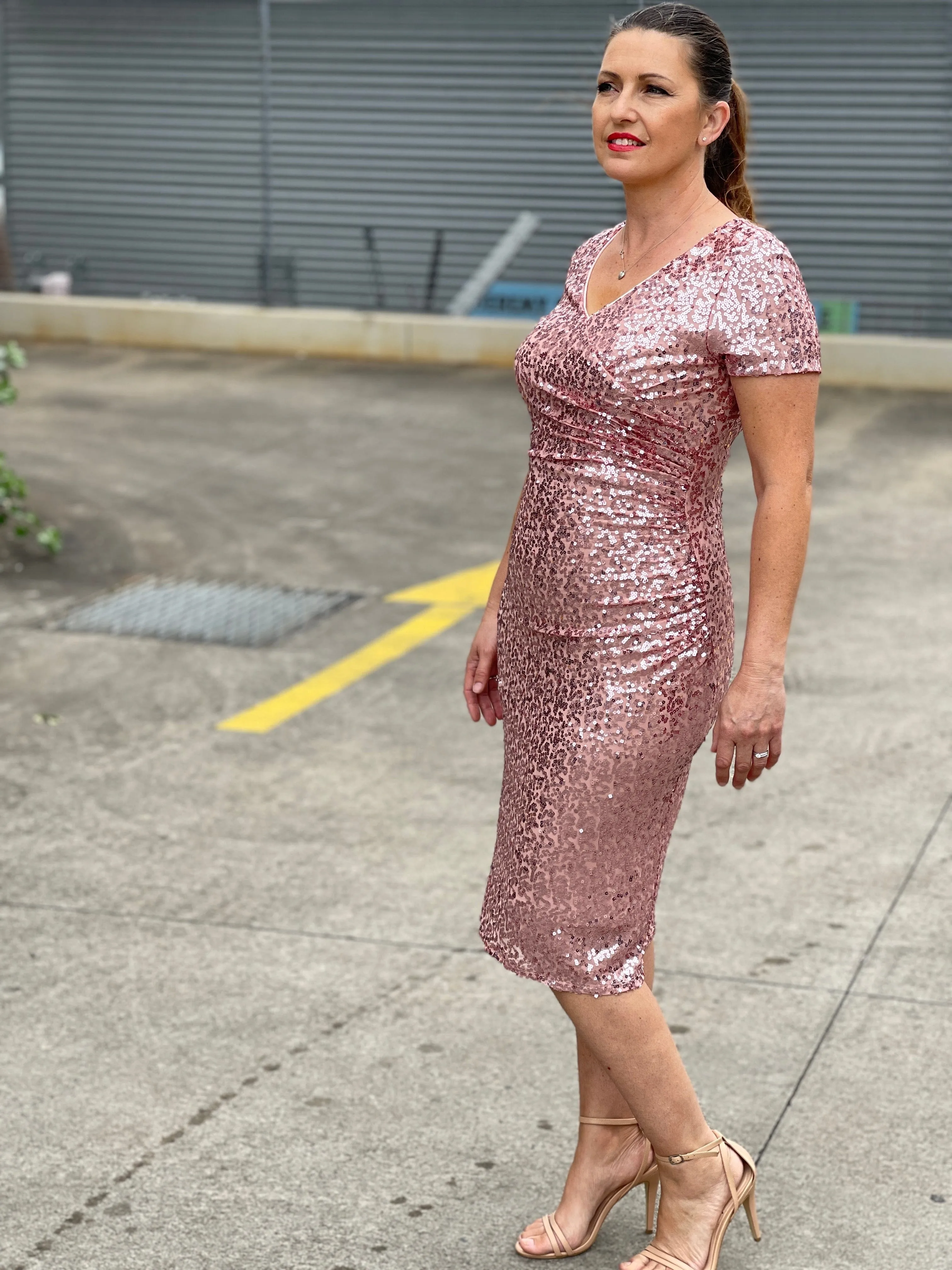 Quartez Pink Sequin Dress