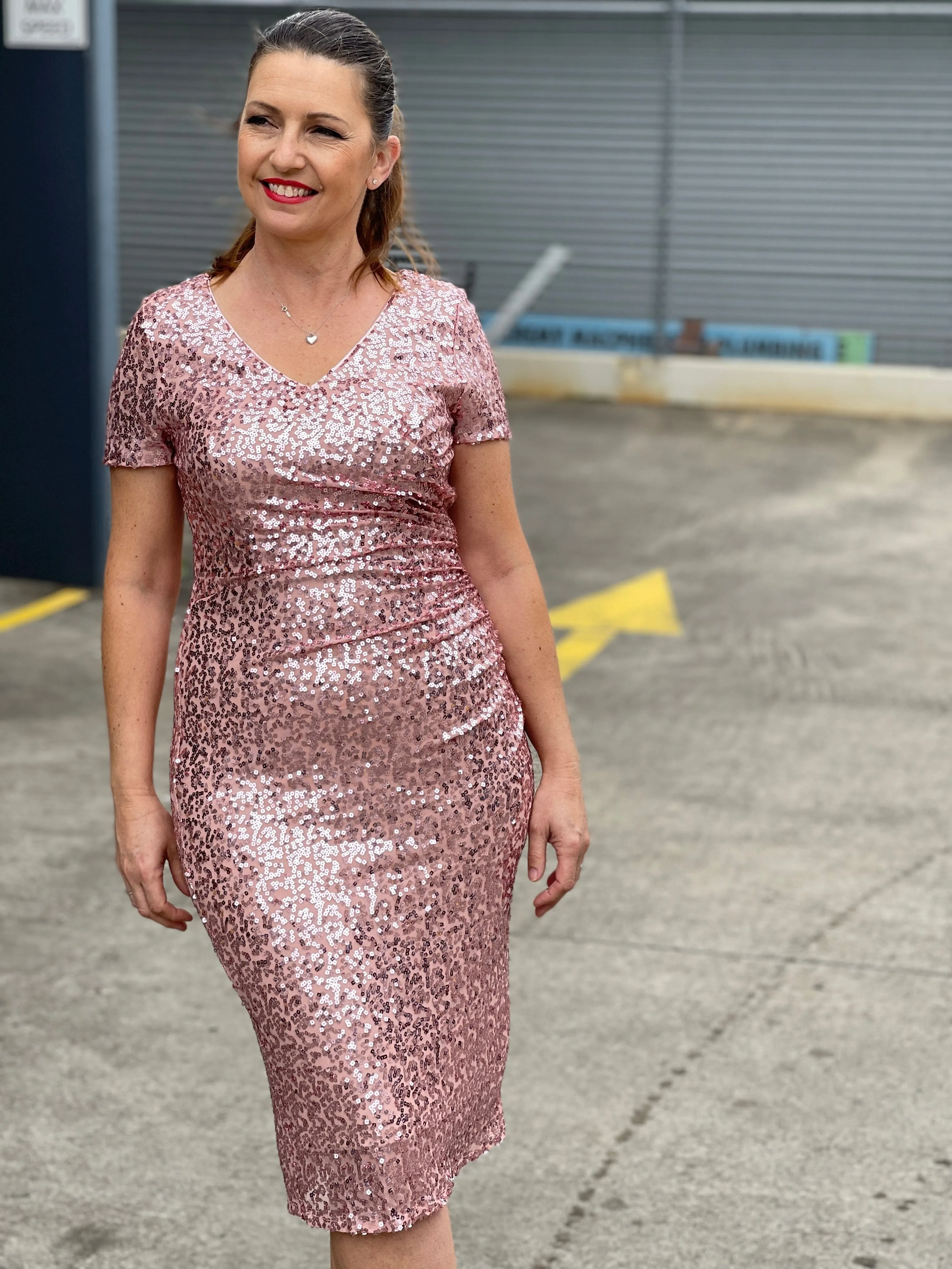 Quartez Pink Sequin Dress