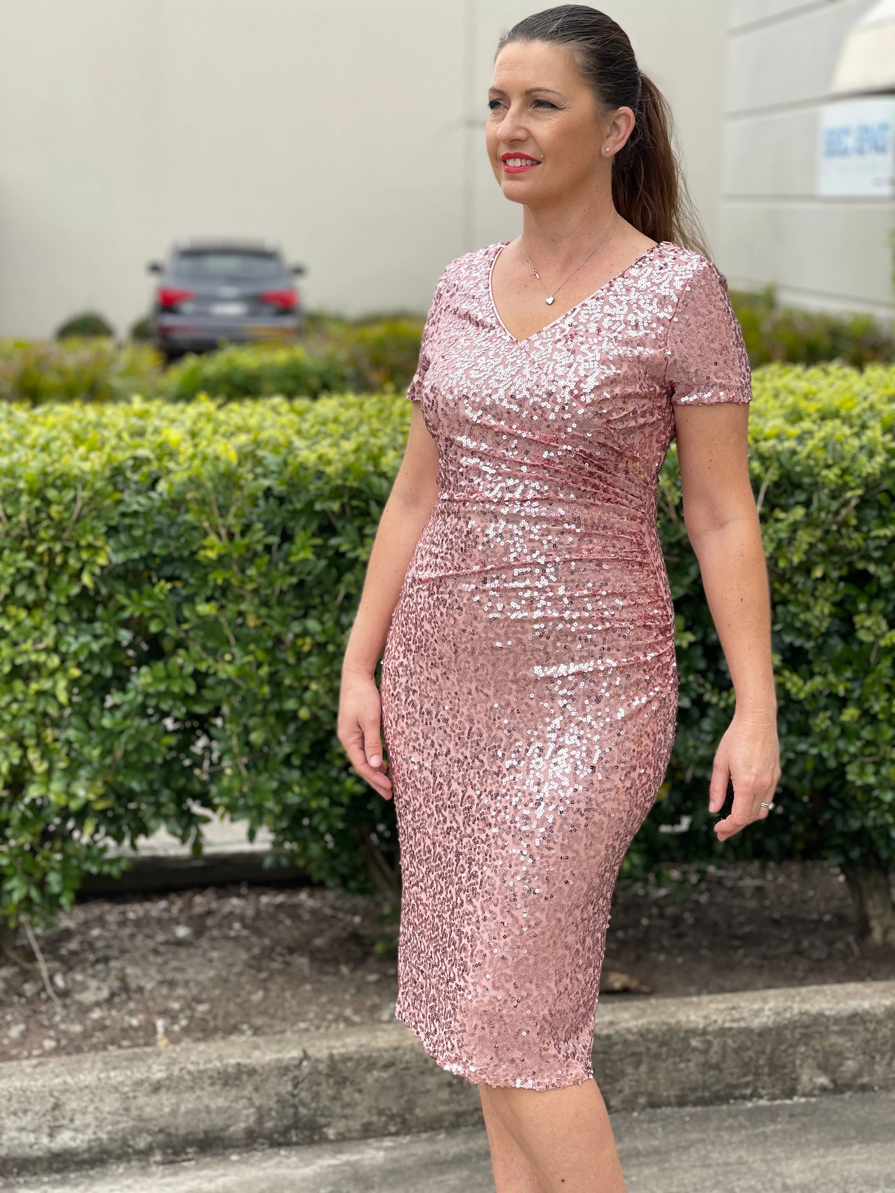 Quartez Pink Sequin Dress