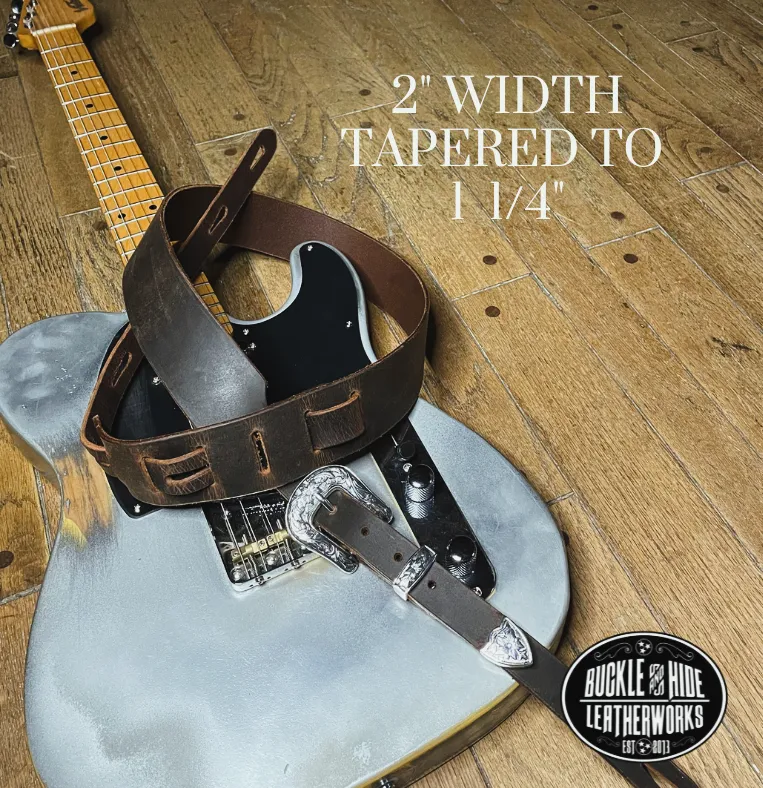 "The Paisley" Distressed Leather Guitar Strap