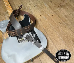 "The Paisley" Distressed Leather Guitar Strap