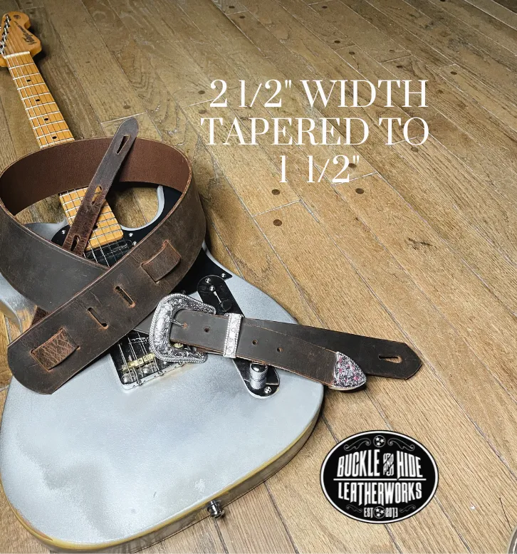 "The Paisley" Distressed Leather Guitar Strap