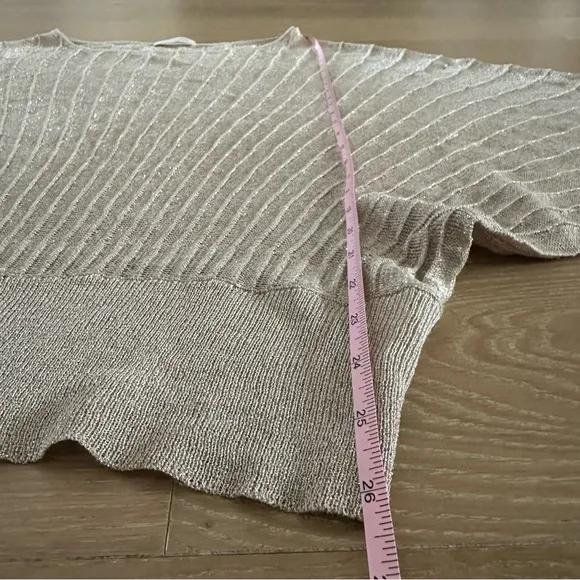Ramy Brook Gold Blouse Sweater Top Metallic Sparkly Pleated Elegant Mature Italy