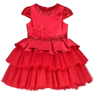 Red Tulle & Sequin Girl Dress