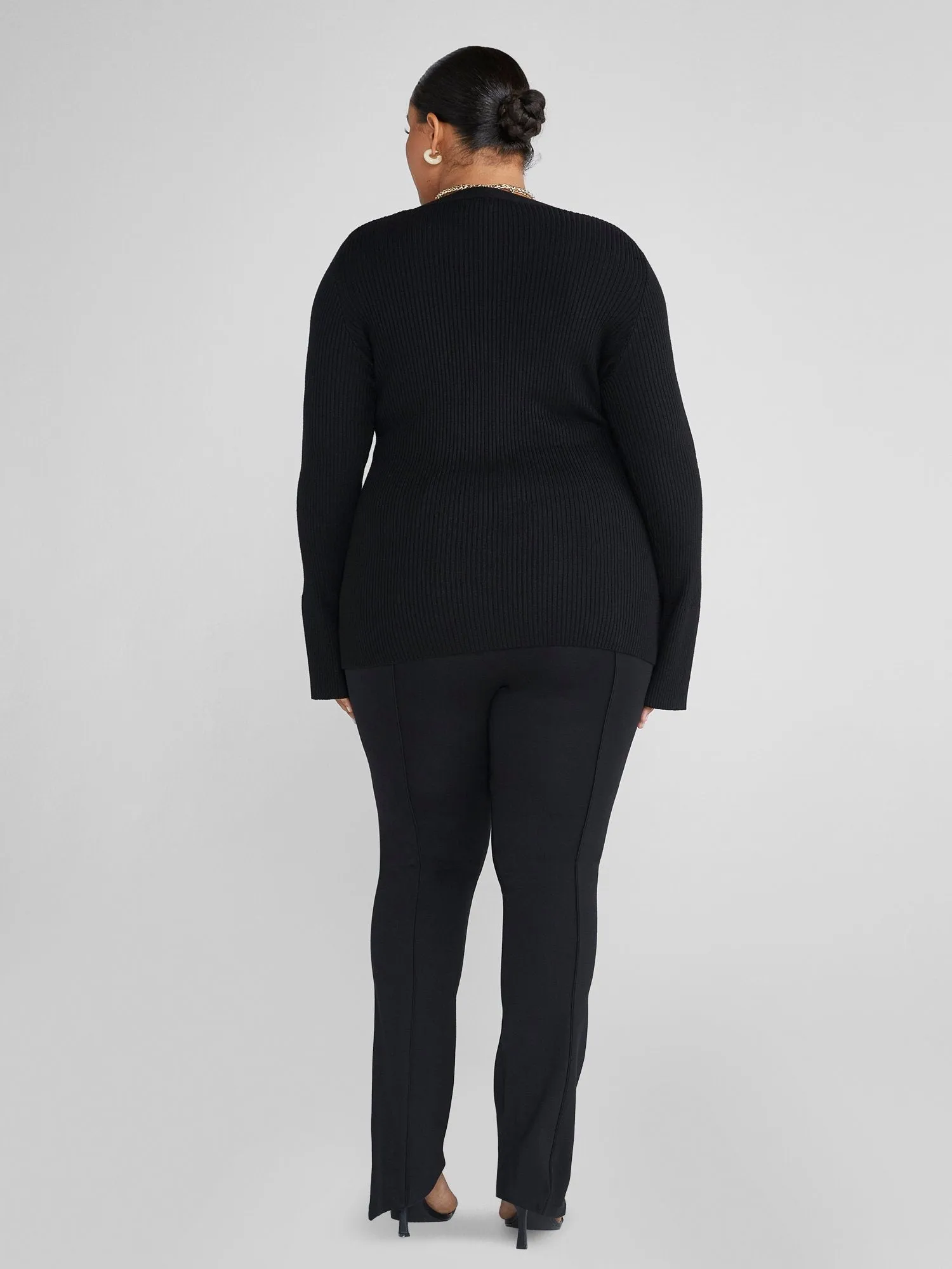Reena Button-Down Ribbed Knit Cardigan
