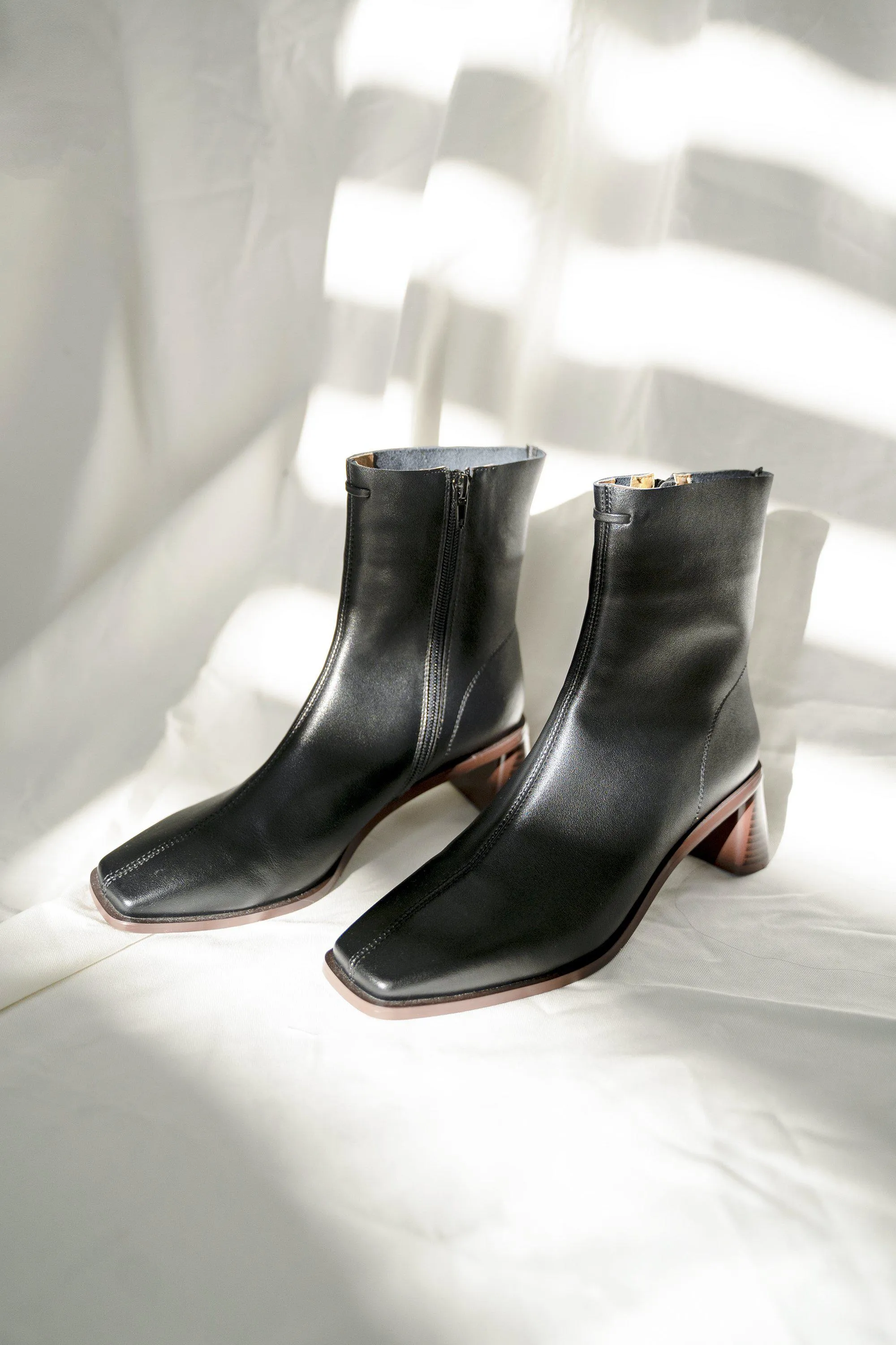 Rory Leather Ankle Boots - Black