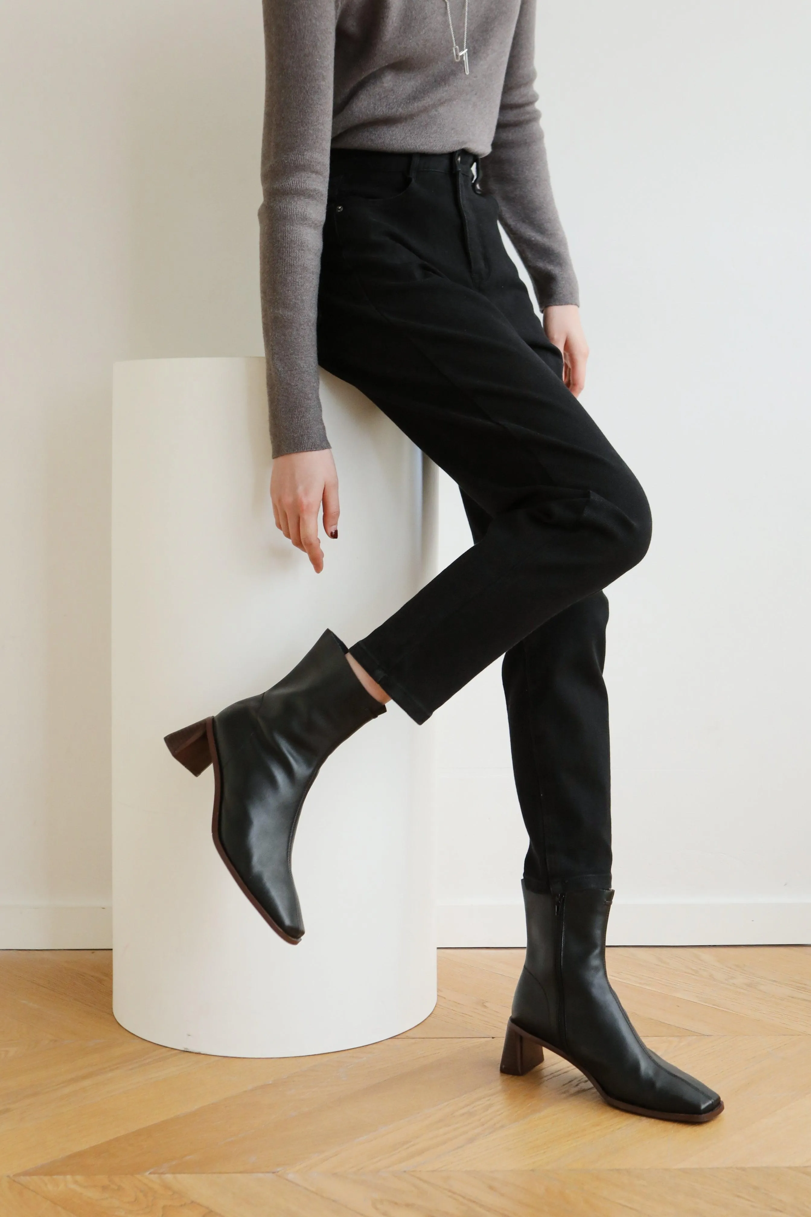 Rory Leather Ankle Boots - Black