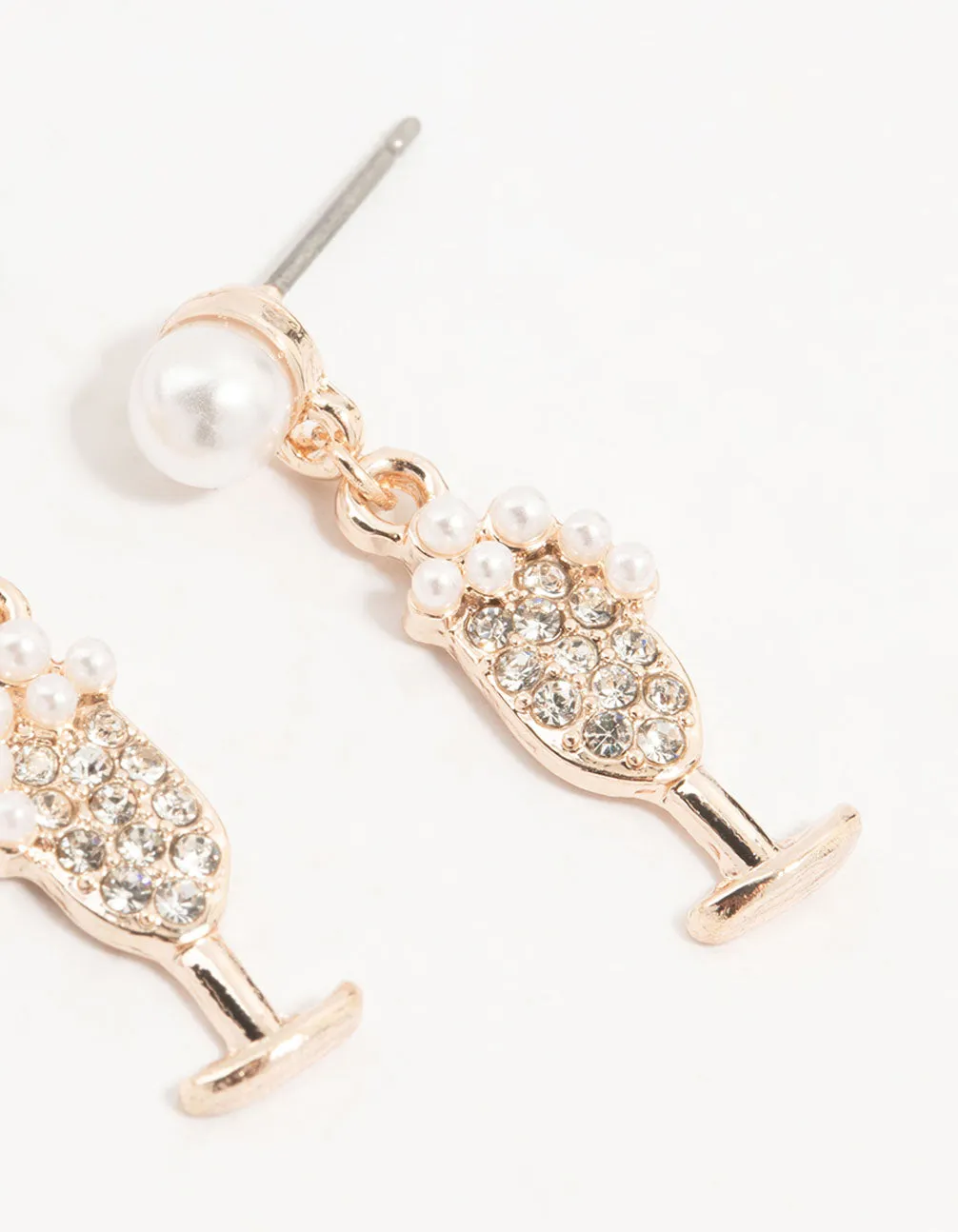 Rose Gold Pearl & Champagne Stud Earrings 3-Pack