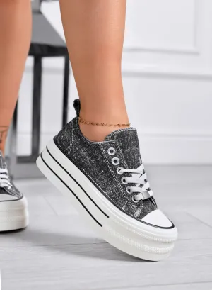ROSINA - Sneakers platform nere con strass
